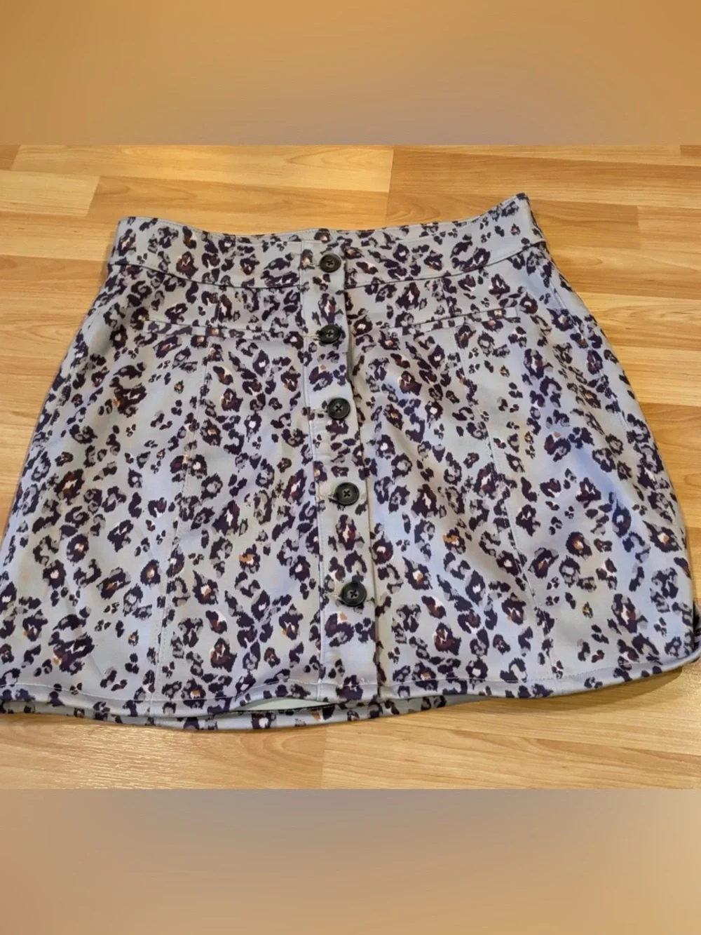 Maurices Tan Leopard‎ Button-Front Mini Skirt